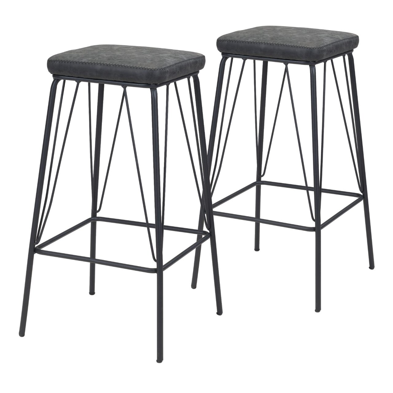 Modern Home 26" Vintage Black Modern Upholstered Counter Stool
